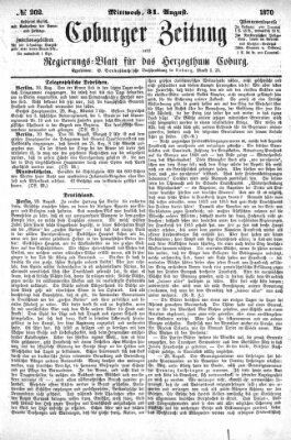 Coburger Zeitung Mittwoch 31. August 1870