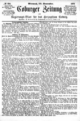 Coburger Zeitung Mittwoch 14. September 1870