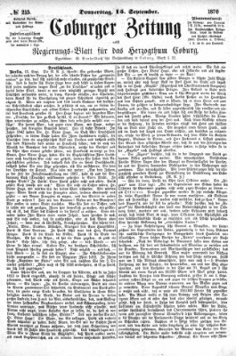 Coburger Zeitung Donnerstag 15. September 1870