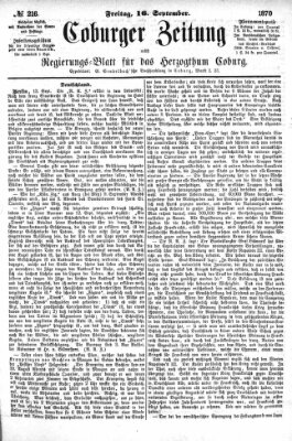 Coburger Zeitung Freitag 16. September 1870