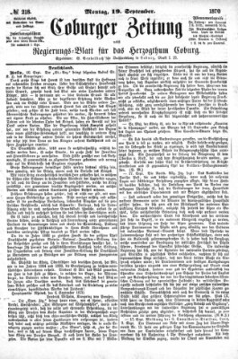 Coburger Zeitung Montag 19. September 1870