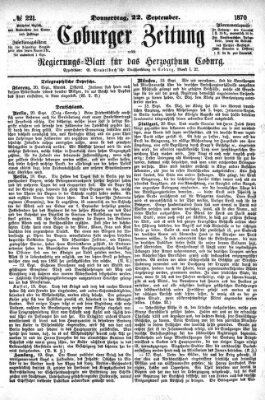 Coburger Zeitung Donnerstag 22. September 1870