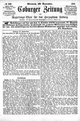 Coburger Zeitung Mittwoch 28. September 1870