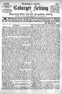 Coburger Zeitung Samstag 1. Oktober 1870