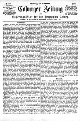 Coburger Zeitung Dienstag 4. Oktober 1870