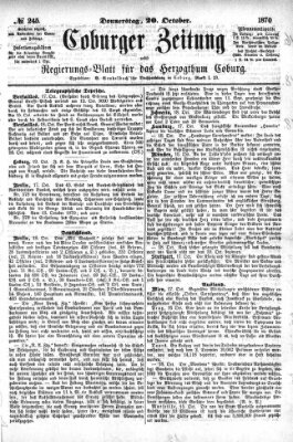 Coburger Zeitung Donnerstag 20. Oktober 1870