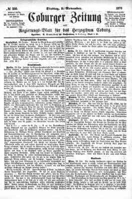 Coburger Zeitung Dienstag 1. November 1870