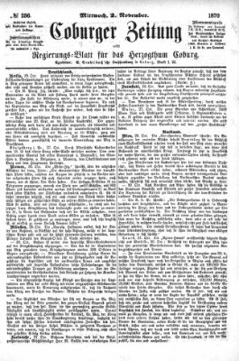 Coburger Zeitung Mittwoch 2. November 1870