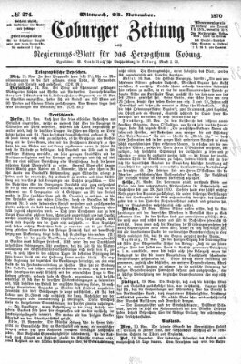 Coburger Zeitung Mittwoch 23. November 1870