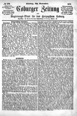 Coburger Zeitung Dienstag 29. November 1870