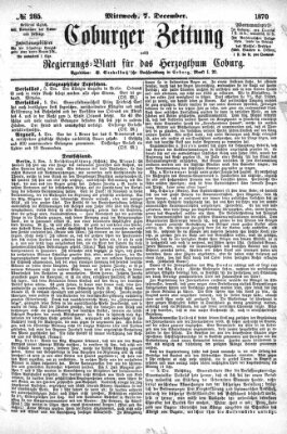 Coburger Zeitung Mittwoch 7. Dezember 1870