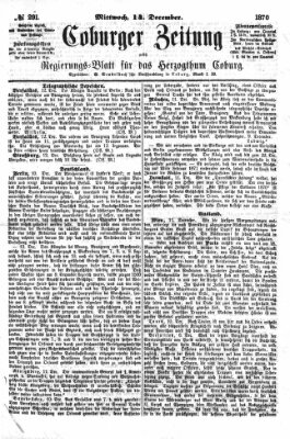 Coburger Zeitung Mittwoch 14. Dezember 1870