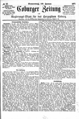 Coburger Zeitung Donnerstag 12. Januar 1871