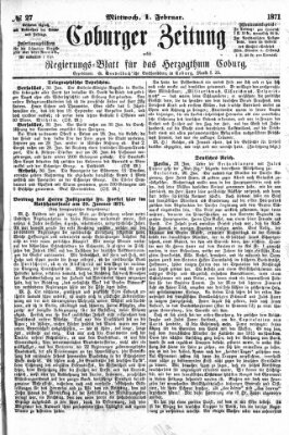 Coburger Zeitung Mittwoch 1. Februar 1871