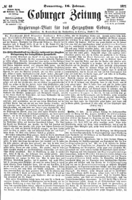 Coburger Zeitung Donnerstag 16. Februar 1871