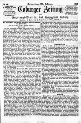 Coburger Zeitung Donnerstag 23. Februar 1871