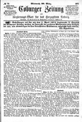 Coburger Zeitung Mittwoch 29. März 1871