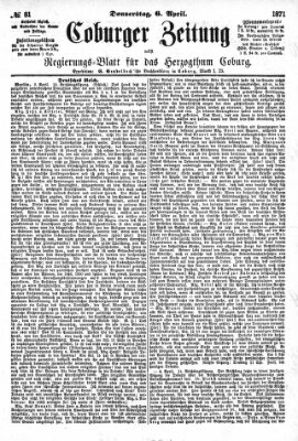 Coburger Zeitung Donnerstag 6. April 1871