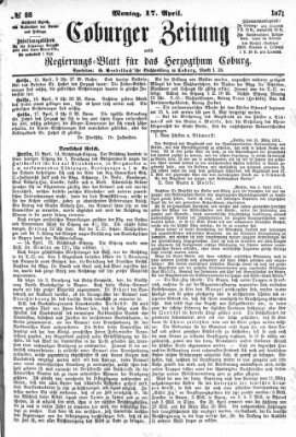 Coburger Zeitung Montag 17. April 1871