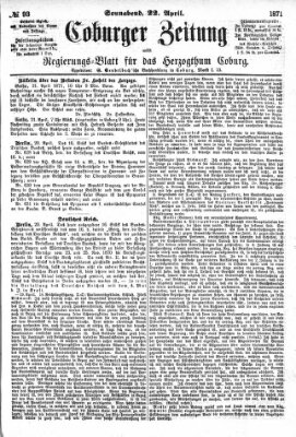 Coburger Zeitung Samstag 22. April 1871