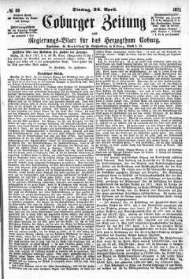 Coburger Zeitung Dienstag 25. April 1871