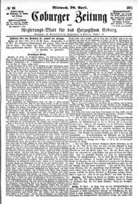 Coburger Zeitung Mittwoch 26. April 1871