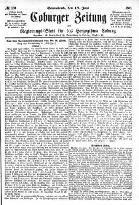 Coburger Zeitung Samstag 17. Juni 1871