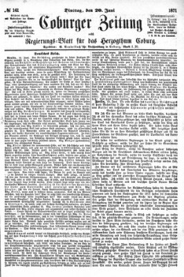 Coburger Zeitung Dienstag 20. Juni 1871