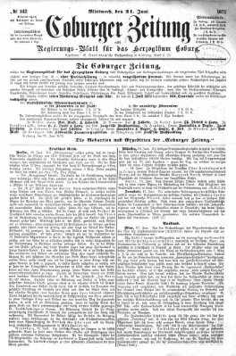 Coburger Zeitung Mittwoch 21. Juni 1871