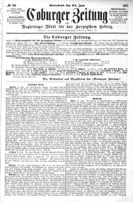 Coburger Zeitung Samstag 24. Juni 1871