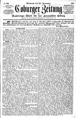 Coburger Zeitung Mittwoch 27. September 1871