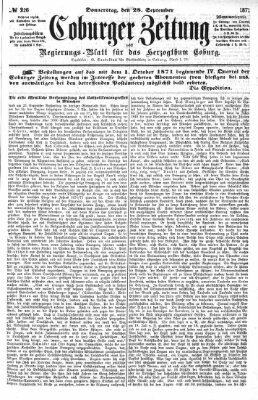 Coburger Zeitung Donnerstag 28. September 1871