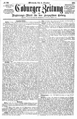 Coburger Zeitung Mittwoch 4. Oktober 1871