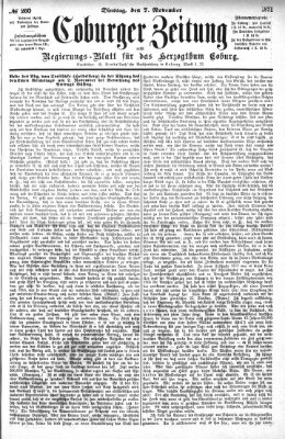 Coburger Zeitung Dienstag 7. November 1871