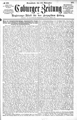 Coburger Zeitung Samstag 18. November 1871