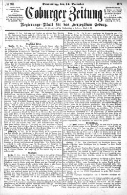 Coburger Zeitung Donnerstag 14. Dezember 1871