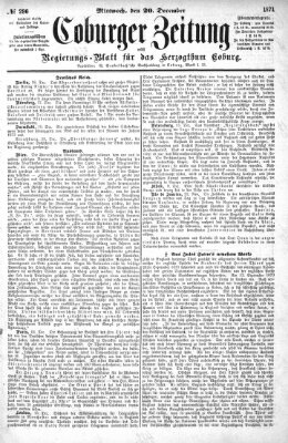 Coburger Zeitung Mittwoch 20. Dezember 1871