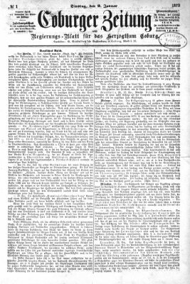 Coburger Zeitung Dienstag 2. Januar 1872