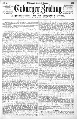 Coburger Zeitung Mittwoch 31. Januar 1872