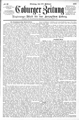 Coburger Zeitung Dienstag 27. Februar 1872