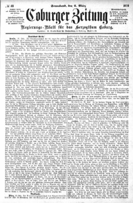 Coburger Zeitung Samstag 2. März 1872