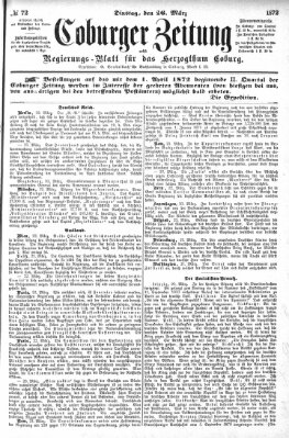 Coburger Zeitung Dienstag 26. März 1872