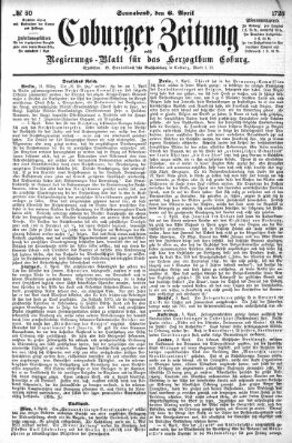 Coburger Zeitung Samstag 6. April 1872