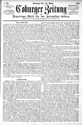 Coburger Zeitung Dienstag 16. April 1872