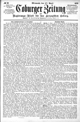 Coburger Zeitung Mittwoch 17. April 1872