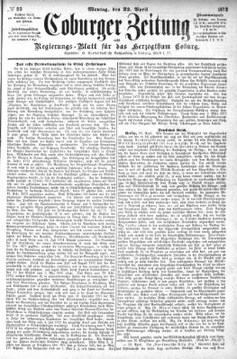 Coburger Zeitung Montag 22. April 1872