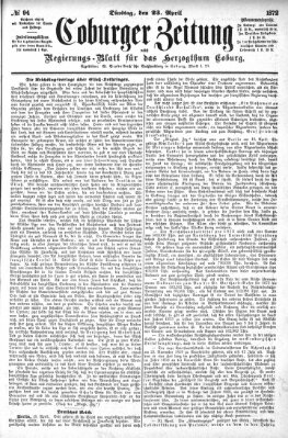 Coburger Zeitung Dienstag 23. April 1872