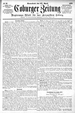 Coburger Zeitung Samstag 27. April 1872