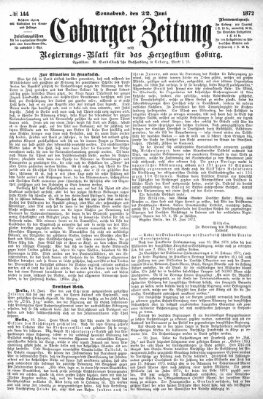 Coburger Zeitung Samstag 22. Juni 1872