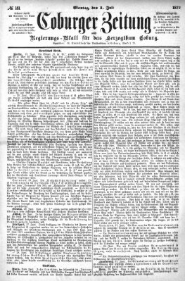 Coburger Zeitung Montag 1. Juli 1872